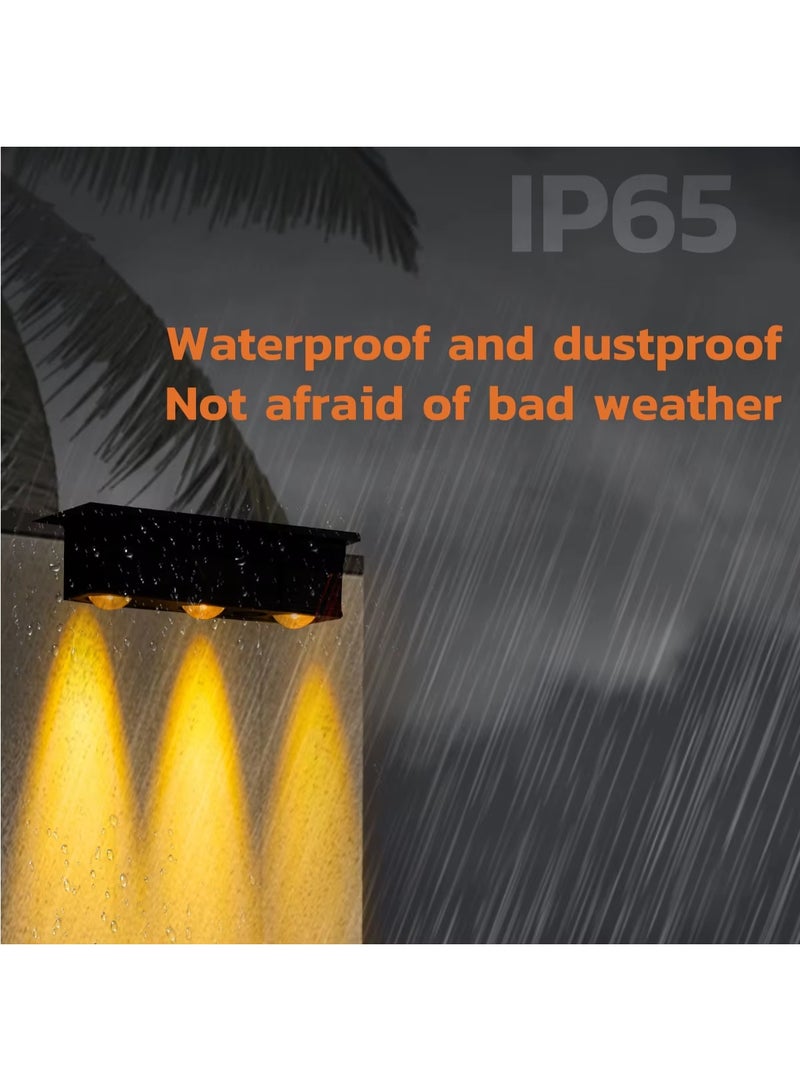 MODI Outdoor Pathway Fence Wall Lights 2Pcs Warm Light 3000K Solar Powered IP65 Waterproof with Convex Lens High Brightness Landscape Lighting for Garden Yard Driveway - Image 3